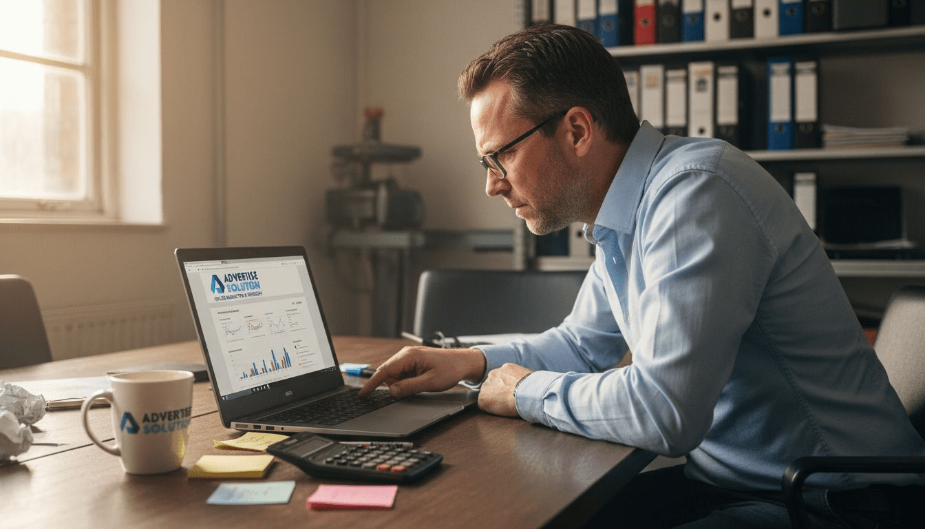 Een mkb-ondernemer is bezig met het opzetten van een Google Ads-campagne.