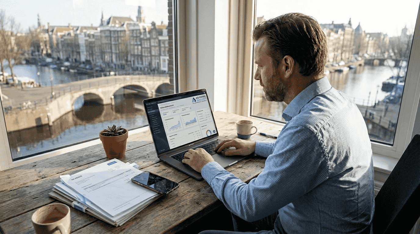 De marketingmanager stelt op kantoor een SEO-rapport samen.